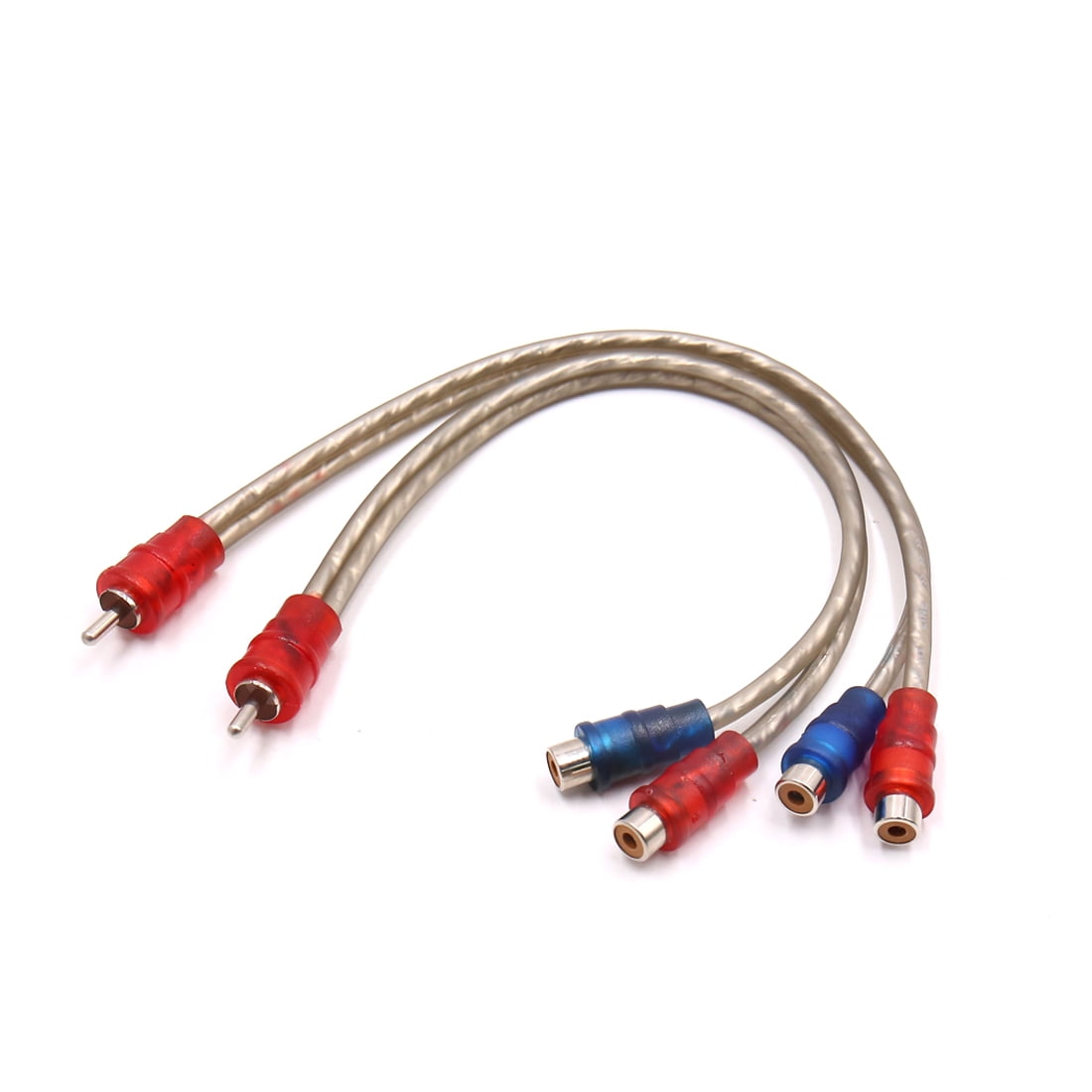 2Pcs 28cm 2 Female to 1 Male RCA Splitter Adapter Audio Y Cable Wire for Car 