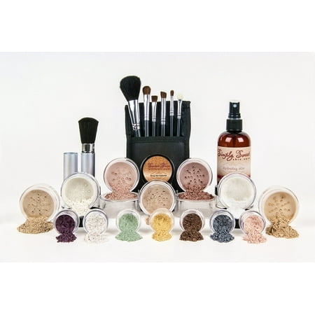 ULTIMATE KIT Full Size Mineral Makeup Set Matte Foundation Kit Bare Face Sheer Powder Cover (Pink Bisque)