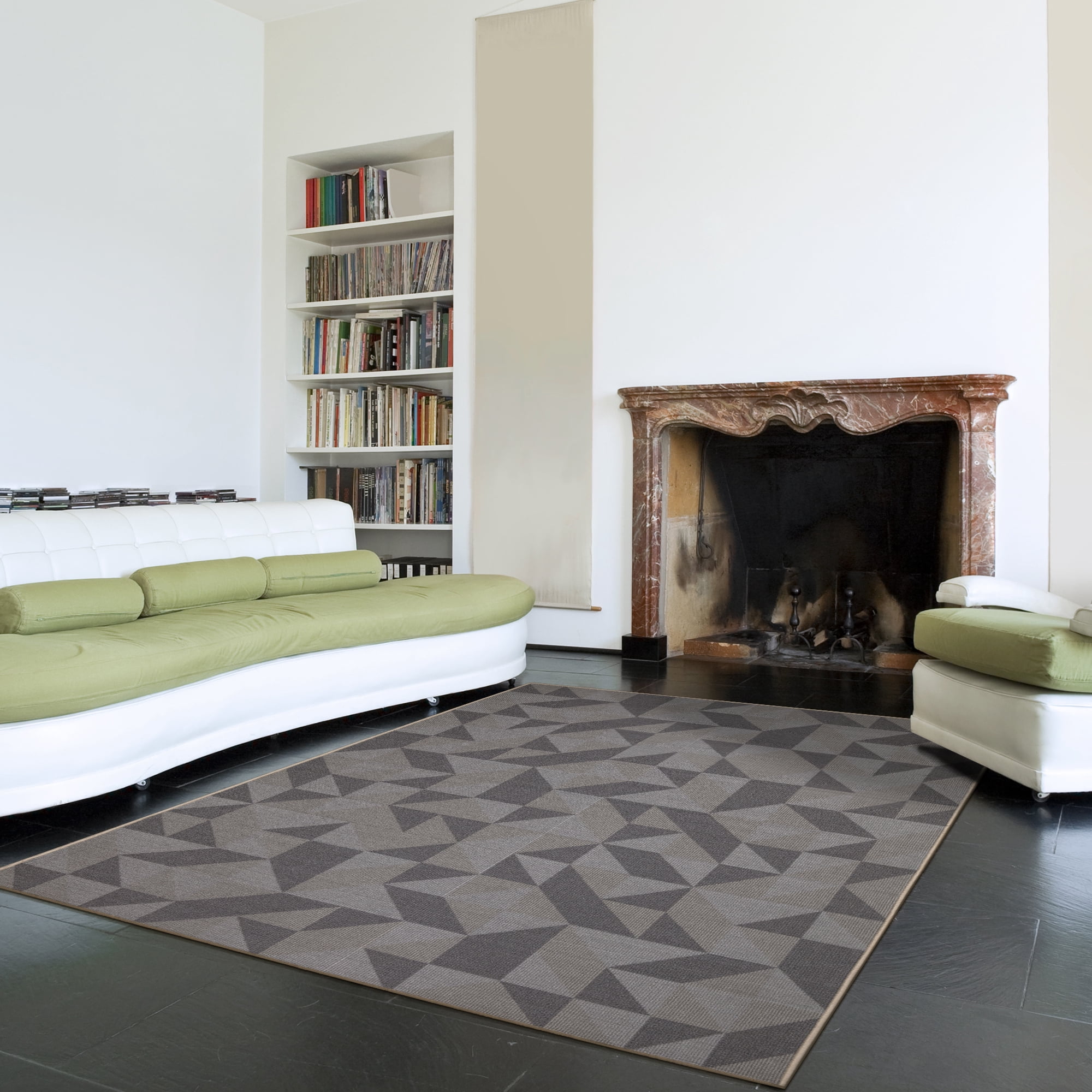 Ottomanson Non-Slip Area Rug for Living Room 5' x 6'6" Durable Low Profile Carpet, Black Lines