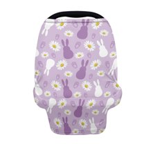 Renewold Stretchy Baby Car Seat Covers Carseat Canopy Baby Breastfeeding Stroller High Chair Shopping Cart Cover Nursing Scarf Infant Stroller Cover, Easter Rabbit Paw Daisy Violet