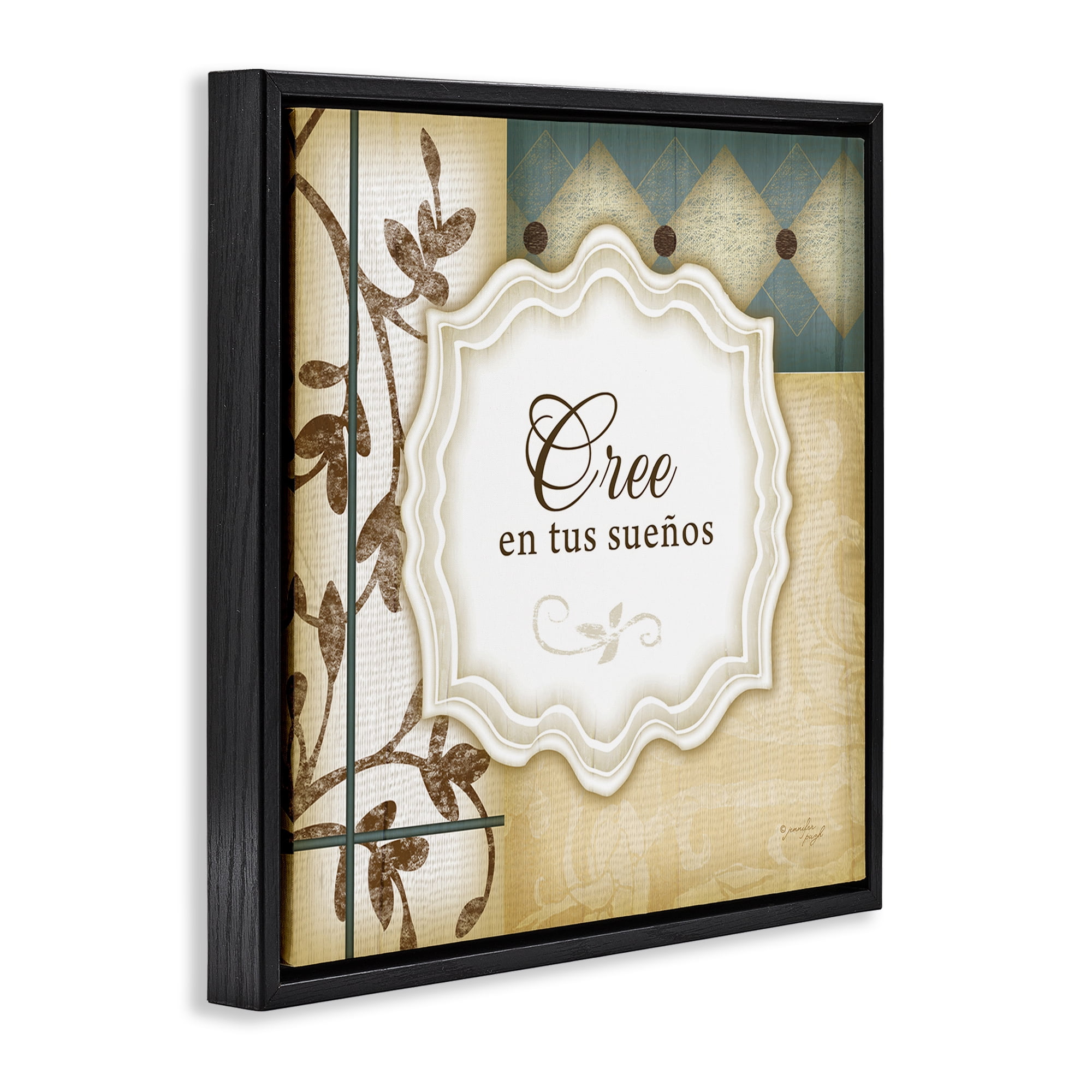 Stupell Industries Cree en tus Sueños Inspirational Quotes & Sayings Painting Black Floater Framed Art Print Wall Art, 25 x 25