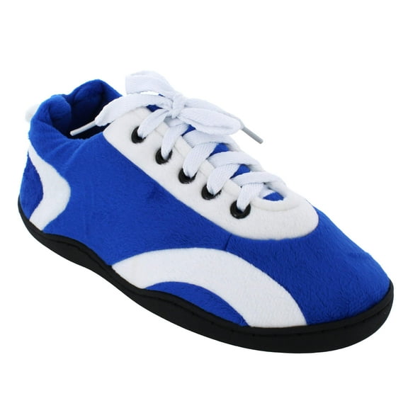 Happy Feet Sneaker All Around Slippers - Blue and White - Small