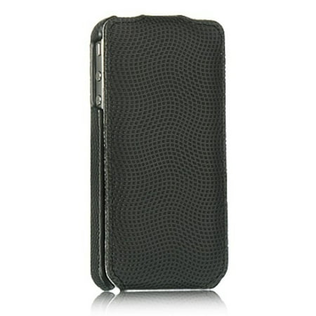 Apple Iphone 4s Leather - Insten Fabric Crystal Wave Pattern Leather Cover Flip Case For Apple iPhone 4 / 4S - Black