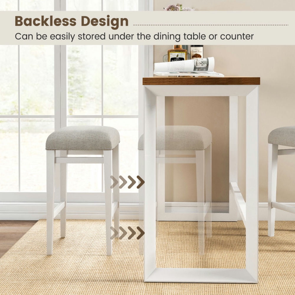 Demi Bonn 24.5" 2 Pieces Backless Barstools with Padded Seat CushionsModern Dining Chair, Gray