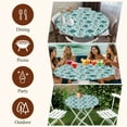 thumbnail image 6 of Aqua Flower Round Tablecloth 36-44 Inch Round Fitted Table Cloth with Elastic Edge, Country Watercolor Floral Vintage Plant Waterproof Table Cover Protector for Outdoor Picnic Party Dining, 6 of 6