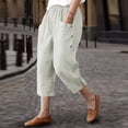 thumbnail image 5 of PWPSG Womens Harem Capri Pants, Elastic Waist with Side Button Detail, Lightweight Airy Fabric with Loose Fit for Relaxed Attire Beige XXXL, 5 of 6