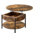 thumbnail image 6 of GUNAITO Round Lift Top Small Coffee Table with Storage Modern Farmhouse Center Table with Shelf 2 Tier Circle Table for Living Room Rustic Brown, 6 of 7