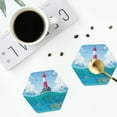 thumbnail image 5 of Balery 4 Pcs Lighthouse Sea Portleather Coasters Set, Drink Table Cup Coasters For Living Room Kitchen Coffee Decor, 5 of 9