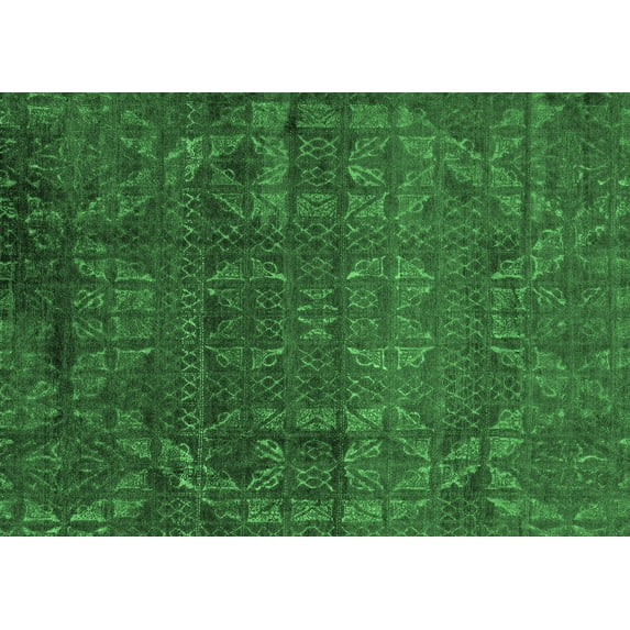 Ahgly Company Indoor Rectangle Abstract Emerald Green Modern Area Rugs, 8' x 10'