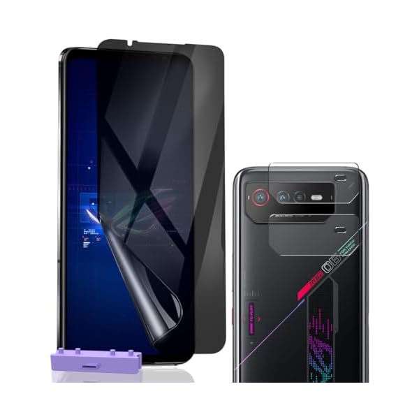 wonima44 1 Pack for Asus Rog Phone 6 5G/Phone 6 Pro 5G 6.78" Privacy Screen Protector with 2 Pack Camera Lens Protector. Easy Installation, Anti Spy Flexible TPU Film NOT Tempered Glass