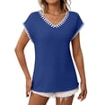 thumbnail image 3 of Suéter Sin Mangas para Mujer, Informal, con Cuello en V y Mangas , Tejido de Punto, Color Azul , Talla M, 3 of 9