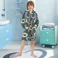 thumbnail image 3 of FORMRS Niños Bathrobe Unisex Hooded Robe Soft Plush Pajamas Sleepwear, Size 4-6T, Dark Floral, 3 of 7