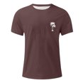 thumbnail image 3 of Wyobmus Mens Casual Short Sleeve Shirts Fashion Sports Workout Short Casual Coconut Tree Printed Round-Neck Blouses Shirts T-Shirt Brown, 3 of 4