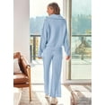thumbnail image 4 of Womens 2 Piece Sweatsuits Loungewear Sets Quarter Zip Pullover Sweatshirts with Wide Leg Sweatpants, 4 of 5