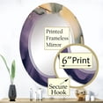 thumbnail image 3 of Designart "Ink Clouds of Purple and Grey Marble III" Fractals Round Wall Mirror - Modern Oval Printed Decorative Oversized Mirror - Multiple Color Options, 3 of 4