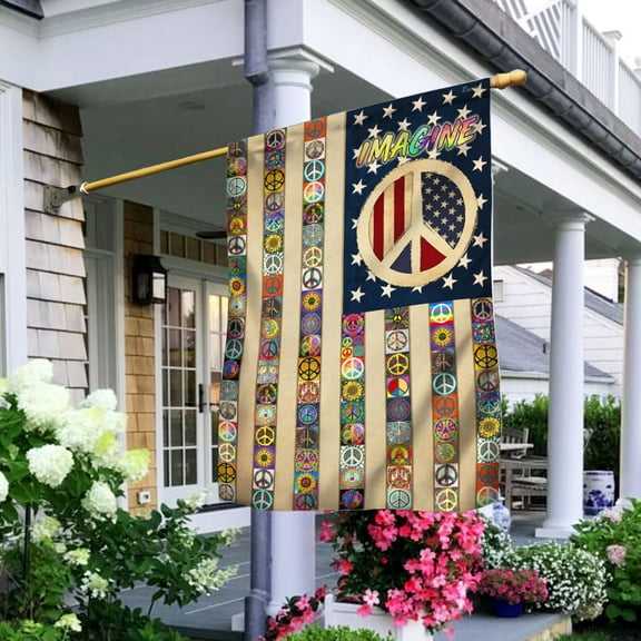 FLAGWIX American House Flag (29.5" x 39.5") - Peace Sign Hippie Flag LHA1585F - Polyester Indoor Outdoor Flags