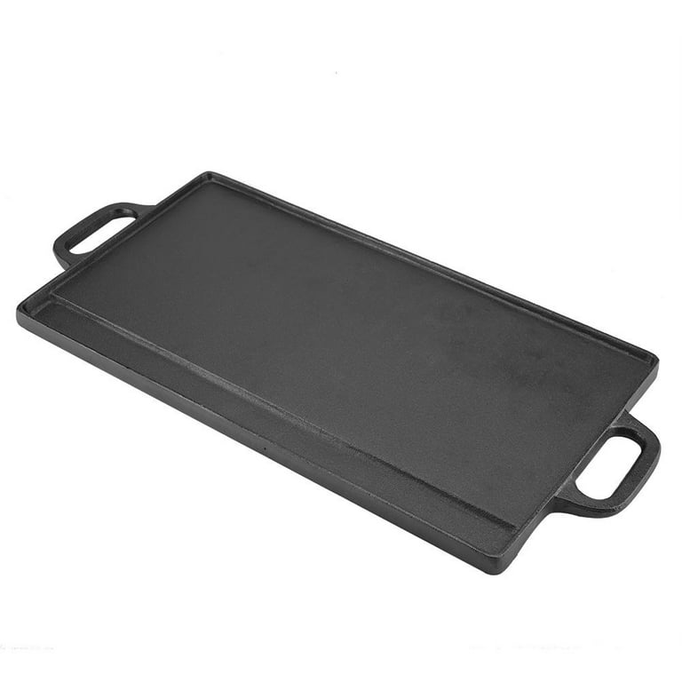 Non-Stick Cast Iron Grill Griddle Pan Ridged And Flat Double Sided Baking