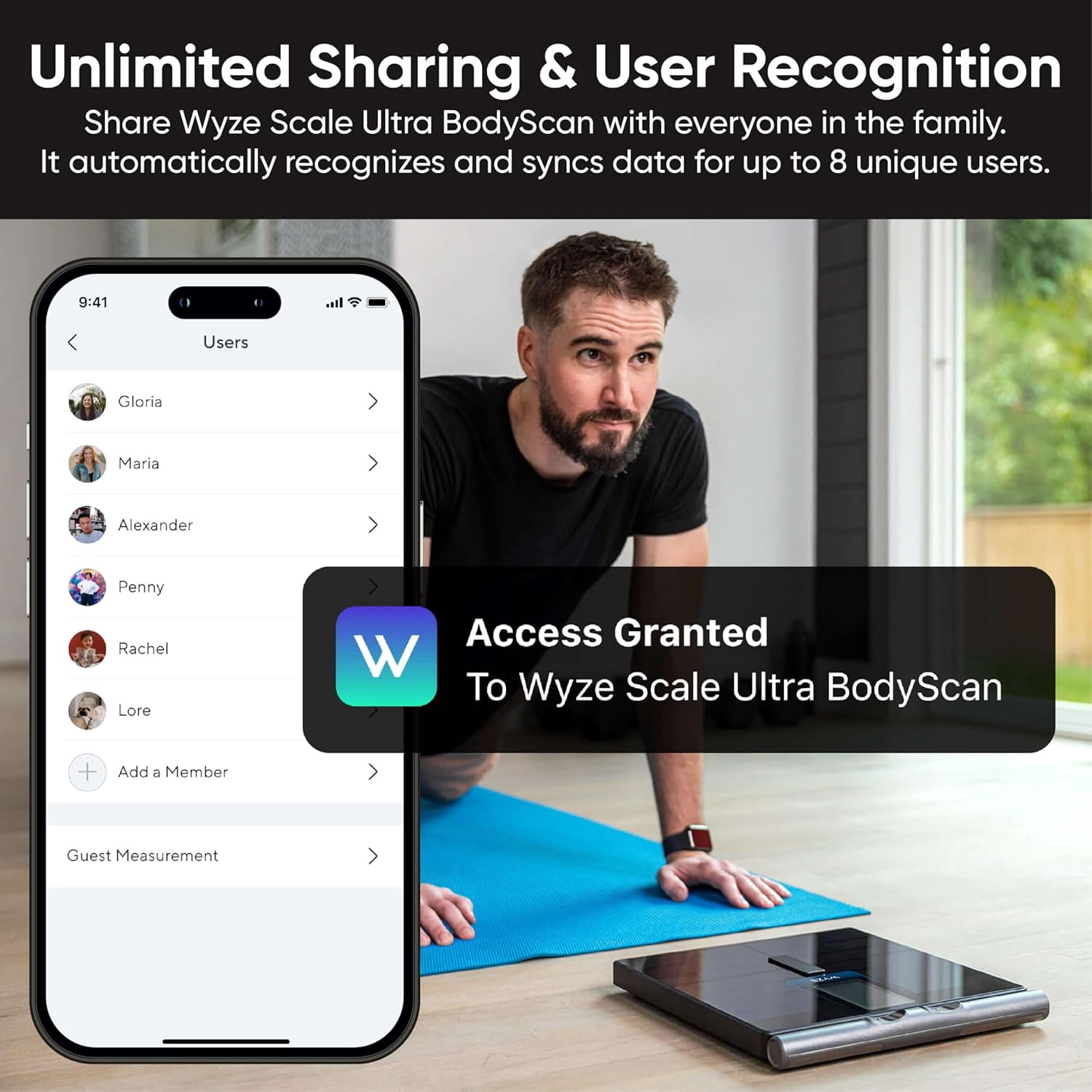 Wyze Scale Ultra BodyScan Smart Scale with Handle – Wi-Fi & Bluetooth Body Composition Scale for Weight, BMI, Body Fat, Muscle Mass, and Segmental Measurement, Black
