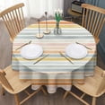 thumbnail image 3 of Colorful Stripe Round Table Cloth,Wrinkle Free Table Cover with Polyester,Waterproof Reusable Round Table Clothes for Weeding Birthday Tea Party Decorations (Round,60x60inch), 3 of 6
