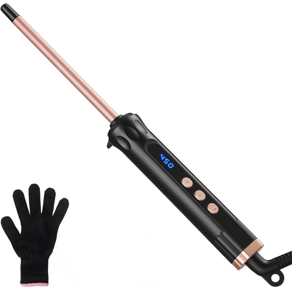3/8 Inch Curling Iron Wand for Long Short Hair, Small Ceramic Barrel Hair Curler with Adjustable Temperature, 9mm Mini Curling Irons for Springy Spiral Tight Curls, Dual Voltage