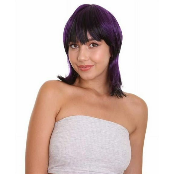 HPO Adult Ghost of the Shell | Black & Purple Cosplay Wig | Premium Breathable Capless Cap