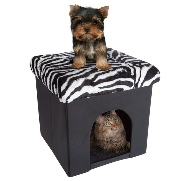 Petmaker Pet House Ottoman and Bed, Zebra Print