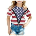 thumbnail image 1 of Toddler Girls Summer Tops Tees Stylish Star Pattern Striped T Shirt Short Sleeve Casual Fit Basic Tee Blouse Daily Spring Shirts For Kid 12-13T, 1 of 4