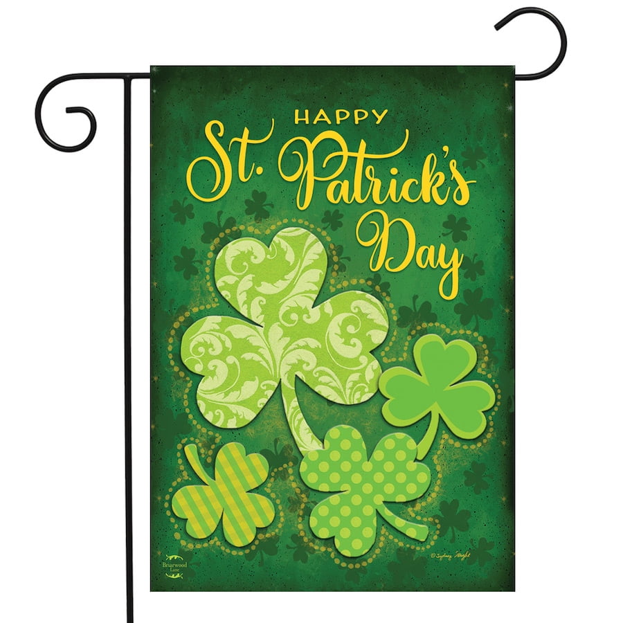 Lucky Shamrocks St. Patrick's Day Garden Flag Patterned Clovers 12.5