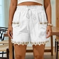 thumbnail image 2 of Sentmoon Swim Shorts Women Drawstring Elastic Waist Womens Bermuda Shorts Breathable Solid Color Lace Regular Fit Womens Shorts with Pockets Comfy for Pool and Party Beach Supplies S-2XL, 2 of 9