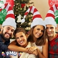 thumbnail image 3 of PMU Christmas Light-Up Striped Plush Santa Hat Red/White Christmas Celebration Costume Party Accessorie Costume Party Accessories Props Party Supplies for Plays, Festivals, Photo Shoots (1/Pkg) Pkg/1, 3 of 7