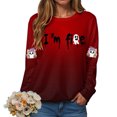thumbnail image 7 of Duqingm Halloween Shirts for Women Long Sleeve Crewneck Casual Dressy Tops Funny Graphic Halloween Costumes Fall Fashion Outfits,S, 7 of 7