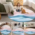 thumbnail image 5 of Blue Pink Round Rugs for Living Room 4ft Ombre Sea Wave Abstract Watercolor Ocean Coastal Non Slip Circle Rug Washable Low-Profile Indoor Carpet for Bedroom, Dining Room, Bathroom, 5 of 9