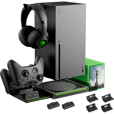Vertical Cooling Stand Compatible with Xbox Series X, Charging Station Dock with Rechargeable Battery Pack and Dual Controller Charger Ports (NOT Compatible with Xbox One X/S)