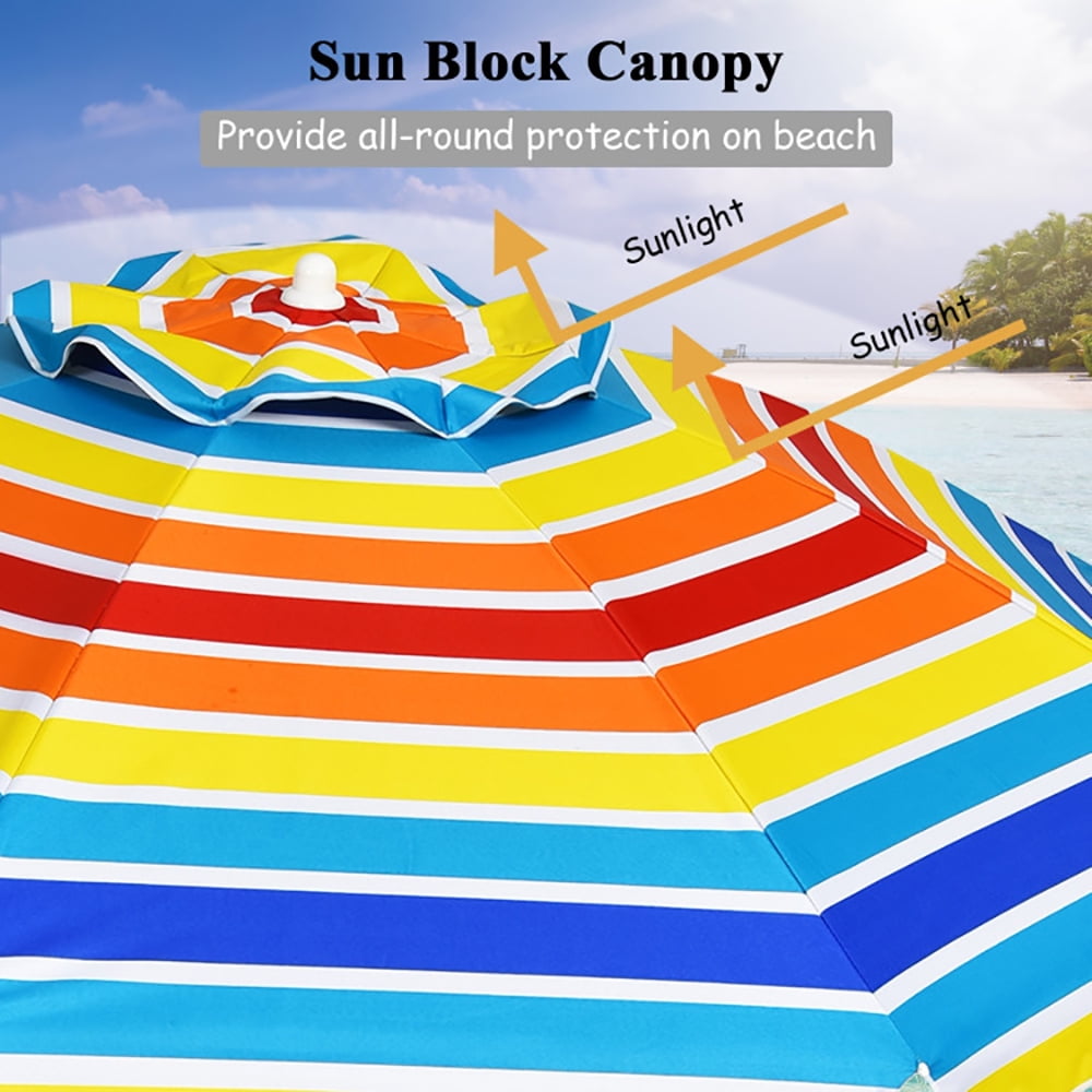 Aimee Lii 7.2 Feet Portable Outdoor Beach Umbrella with Sand Anchor and Tilt Mechanism, Sunbrella Patio Umbrellas, Multicolor Aimee Lii 7.2 Feet Portable Outdoor Beach Umbrella with Sand Anchor and Tilt Mechanism, Sunbrella Patio Umbrellas, Multicolor