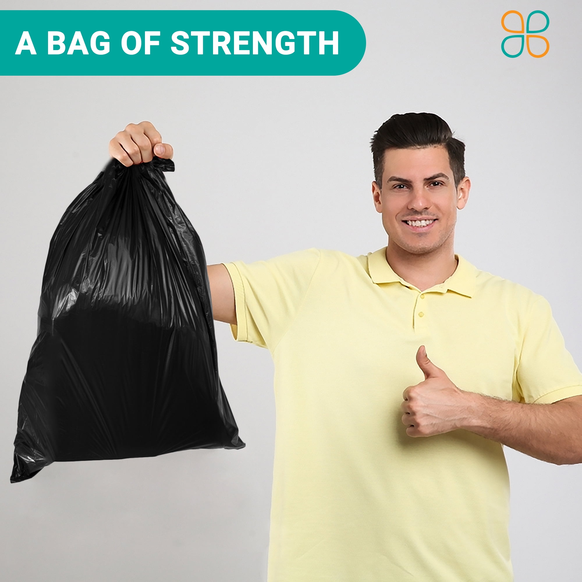 PlasticMill 65 Gallon, Black, 1.5 Mil, 50x48, 100 Bags/Case, Garbage Bags / Trash Can Liners.