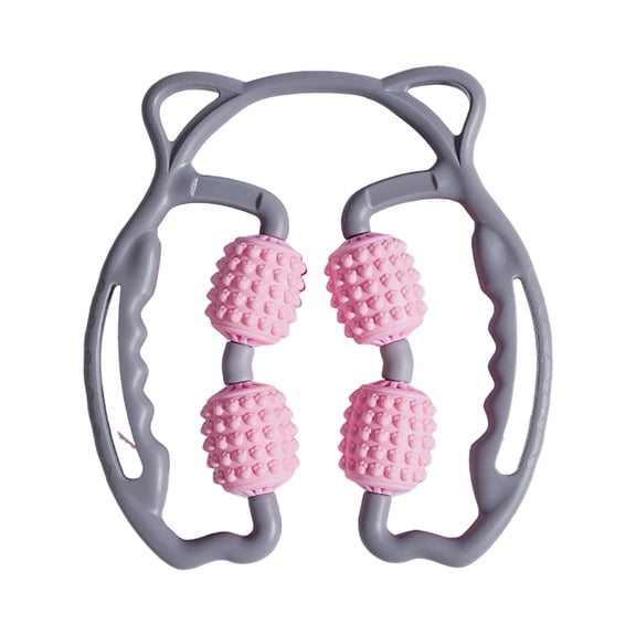 Handheld Leg Muscle Roller Full Body Massage Tool for Fitness & Yoga – 4 Wheel Manual Roller for Waist Indoor Use in Gray