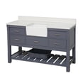 thumbnail image 4 of Charlotte 60" Single Farmhouse Bathroom Vanity with Marine Gray Cabinet and Quartz Top, 4 of 7