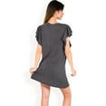 thumbnail image 5 of Women's Ruffle Sleeve Textured Knit Mini Shift Dress- Black,Large, 5 of 7