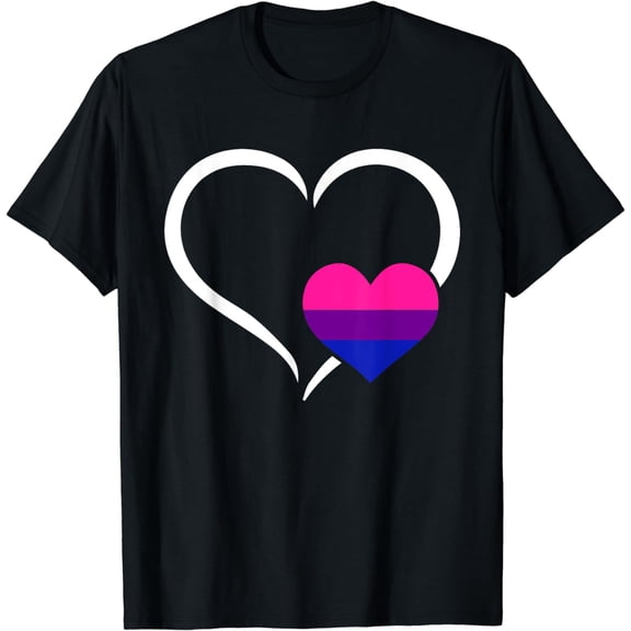 Bisexual Heart LGBT-Q Cool Bi Pride Flag Subtle Color Ally T-Shirt
