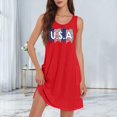 thumbnail image 4 of 4th of July Dress for Women: American Flag Tank Dresses Star Striped Splicing Loose V Neck Sundresses Red 2XL, 4 of 7