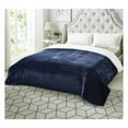 thumbnail image 2 of Posh Pascal 108"x90" Reversible Flannel Solid Sherpa Blanket in Navy Blue, 2 of 10