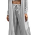 thumbnail image 4 of Conjunto de 3 piezas para mujer, cárdigan con parte superior corta y pantalones largos bodycon, conjunto de mameluco, 4 of 6