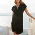 thumbnail image 5 of Women Pregnant Nusring Maternity Short Sleeve Solid Color V-Neck Dress Casual Nursing Dress, 5 of 7