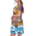 thumbnail image 2 of Easygdp Rainbow Animals on Noah's Ark para Vestido Transpirable de Mujer, Vestido Suelto de Manga Corta con Pliegues y Bolsillos para el Verano, 2 of 6