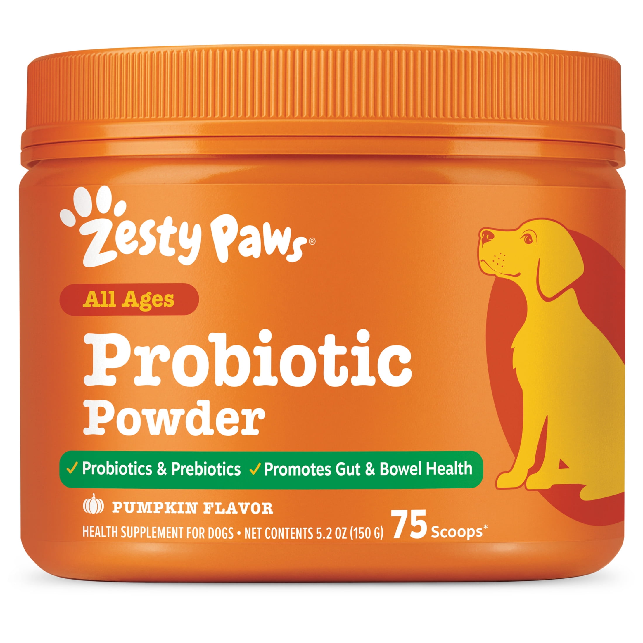 (3 pack) Zesty Paws Probiotic Powder Pumpkin Flavor Dog Supplement, 150g