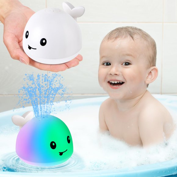 Gigilli Bebé Ballena Juguete De Baño Usb Recargable Fuente De Baño Juguete 6-12 12-18 Meses Juguetes De Baño Iluminados Rociador Rociador Agua Piscina Bañera Juguetes para Niños Pequeños 1-3 2-4 Bebé