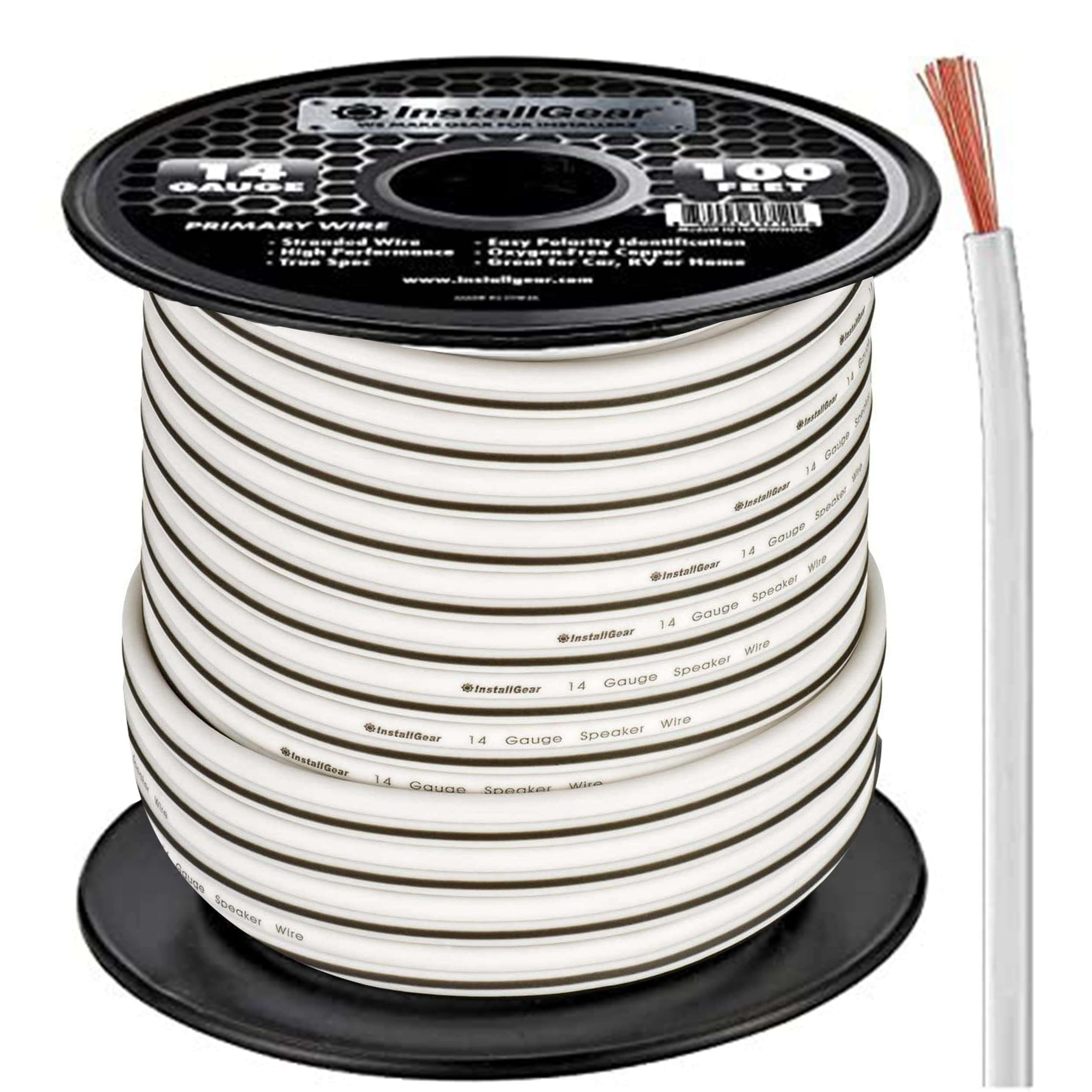 InstallGear 14 Gauge OFC Primary Remote Wire, 100feet White