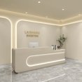 thumbnail image 3 of Front Reception Desk Study Shop Counter Salon Service Desk Rostrum Modern Executive Scrivania Bianca Legno Wood Furniture My Lux Decor Round, 3 of 7