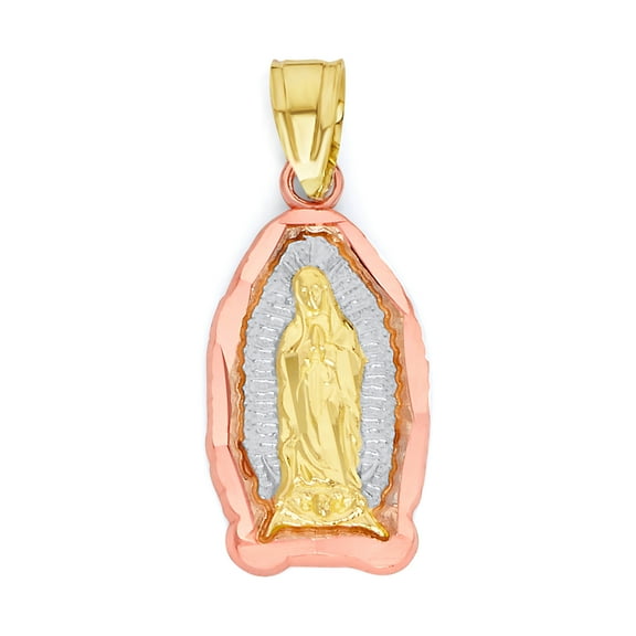 10k Real Solid Tri-Color Gold Our Lady of Guadalupe Pendant, Mother Mary Jewelry, Catholic Gifts for Her