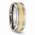 thumbnail image 4 of Titanium 8mm Yellow IP-plated Satin/Polished Ridged Edge Band S:8, 4 of 6